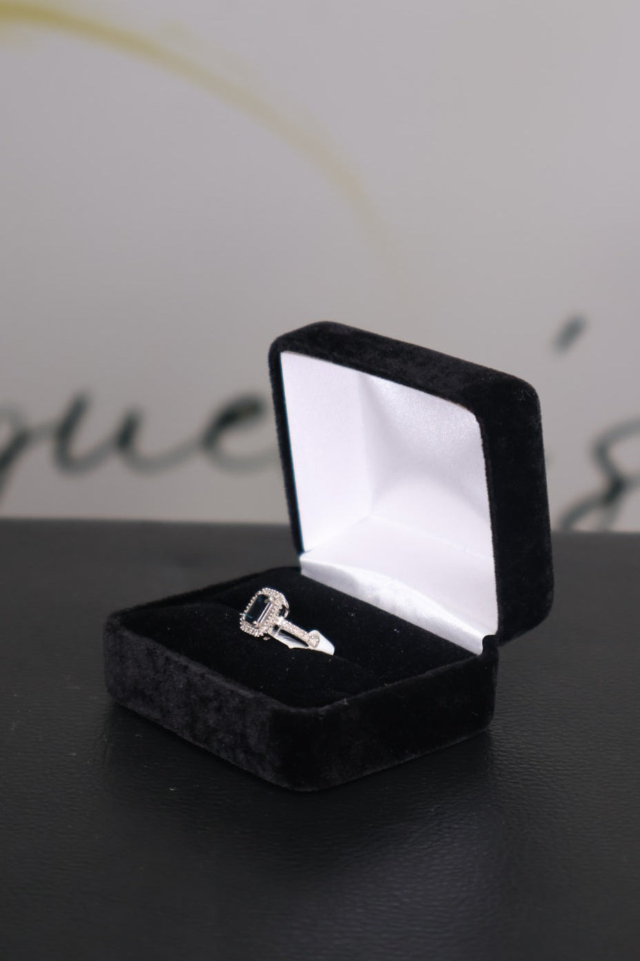 Midnight Sapphire Halo Ring