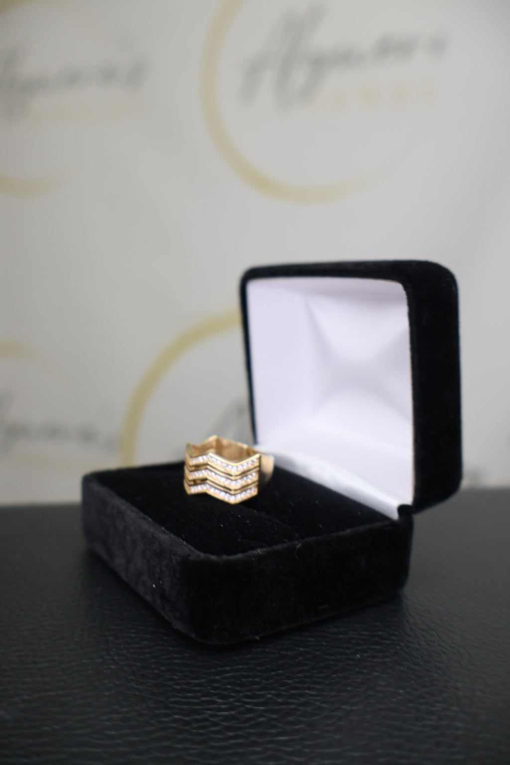 Triple Chevron Pavé Ring