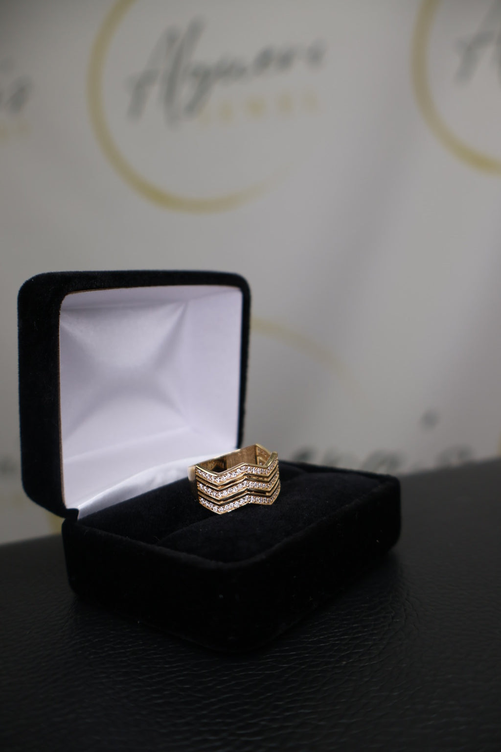 Triple Chevron Pavé Ring