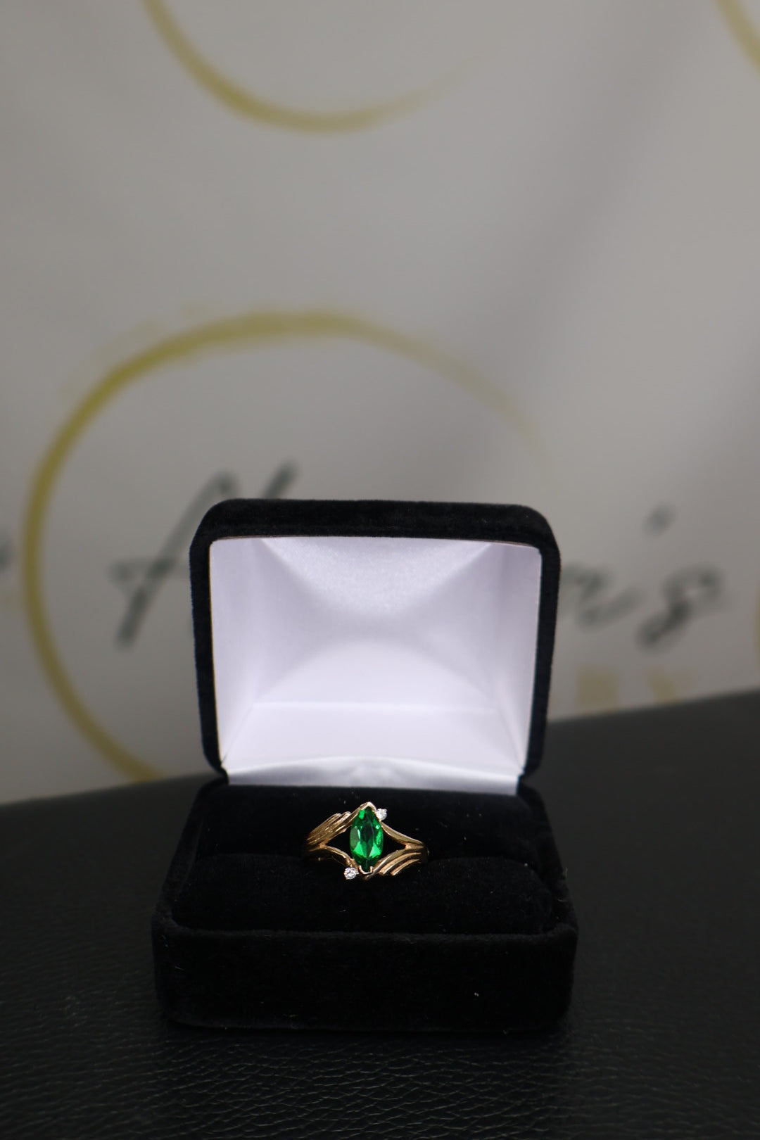 Marquise Emerald Bypass Ring