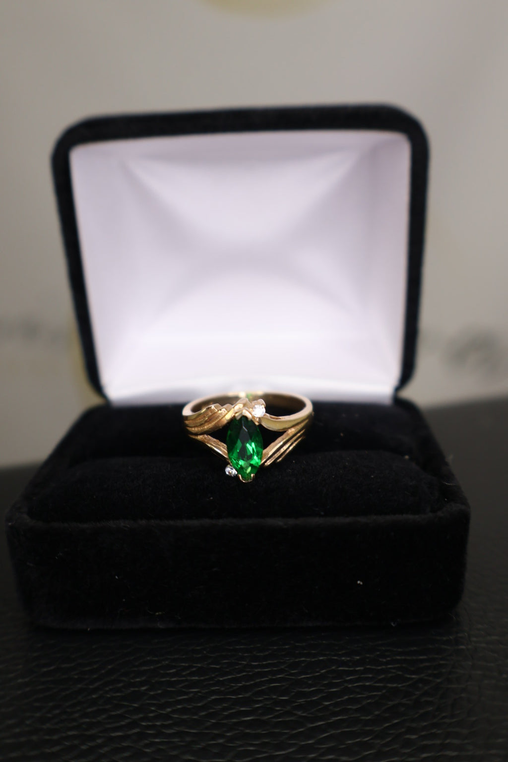 Marquise Emerald Bypass Ring