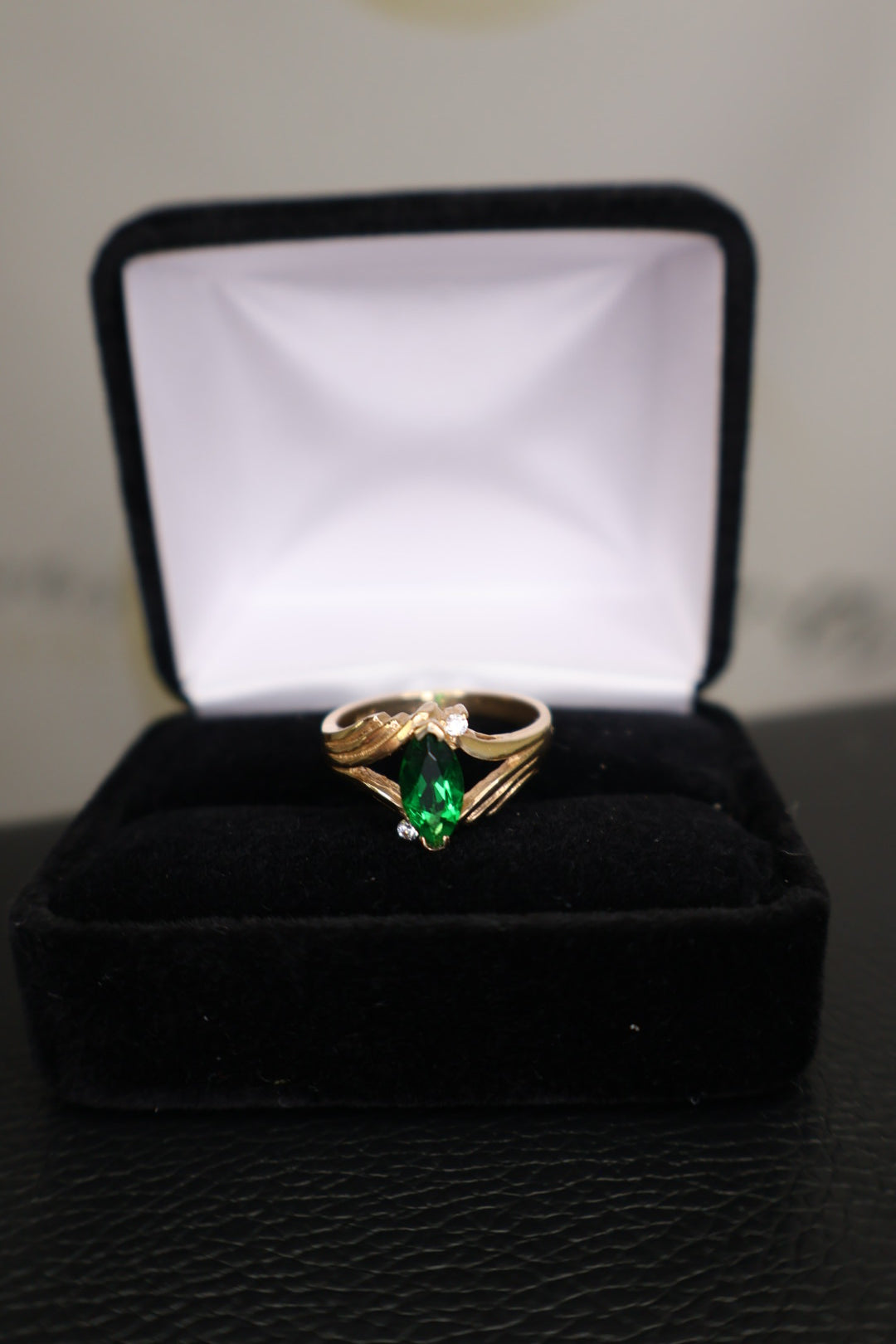 Marquise Emerald Bypass Ring