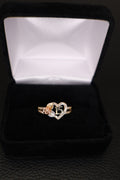 14K Yellow Gold Number 15 Heart Ring with Cubic Zirconia