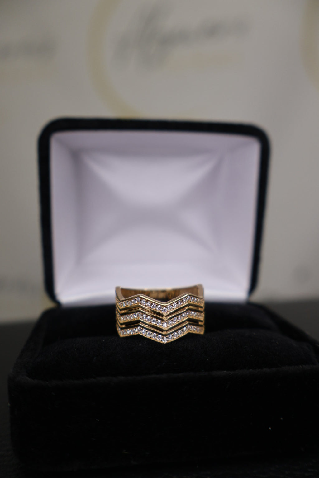 Triple Chevron Pavé Ring
