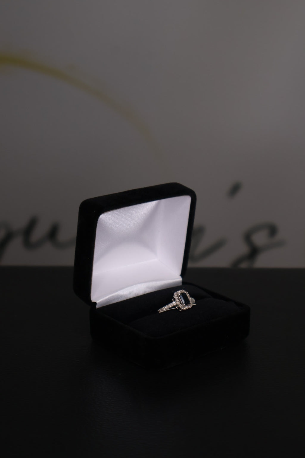 Midnight Sapphire Halo Ring