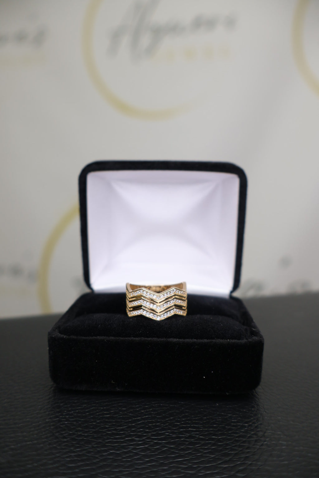Triple Chevron Pavé Ring