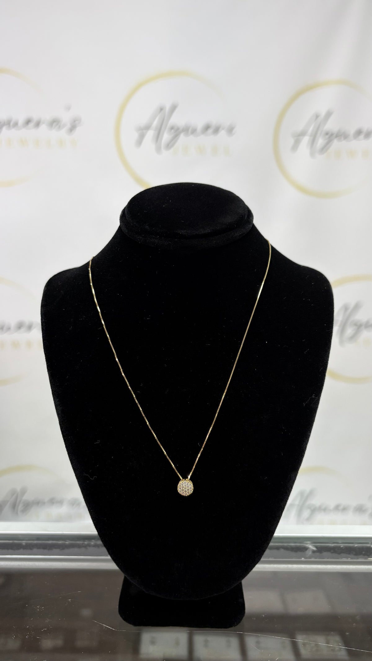 Gold Pavé Circle Pendant