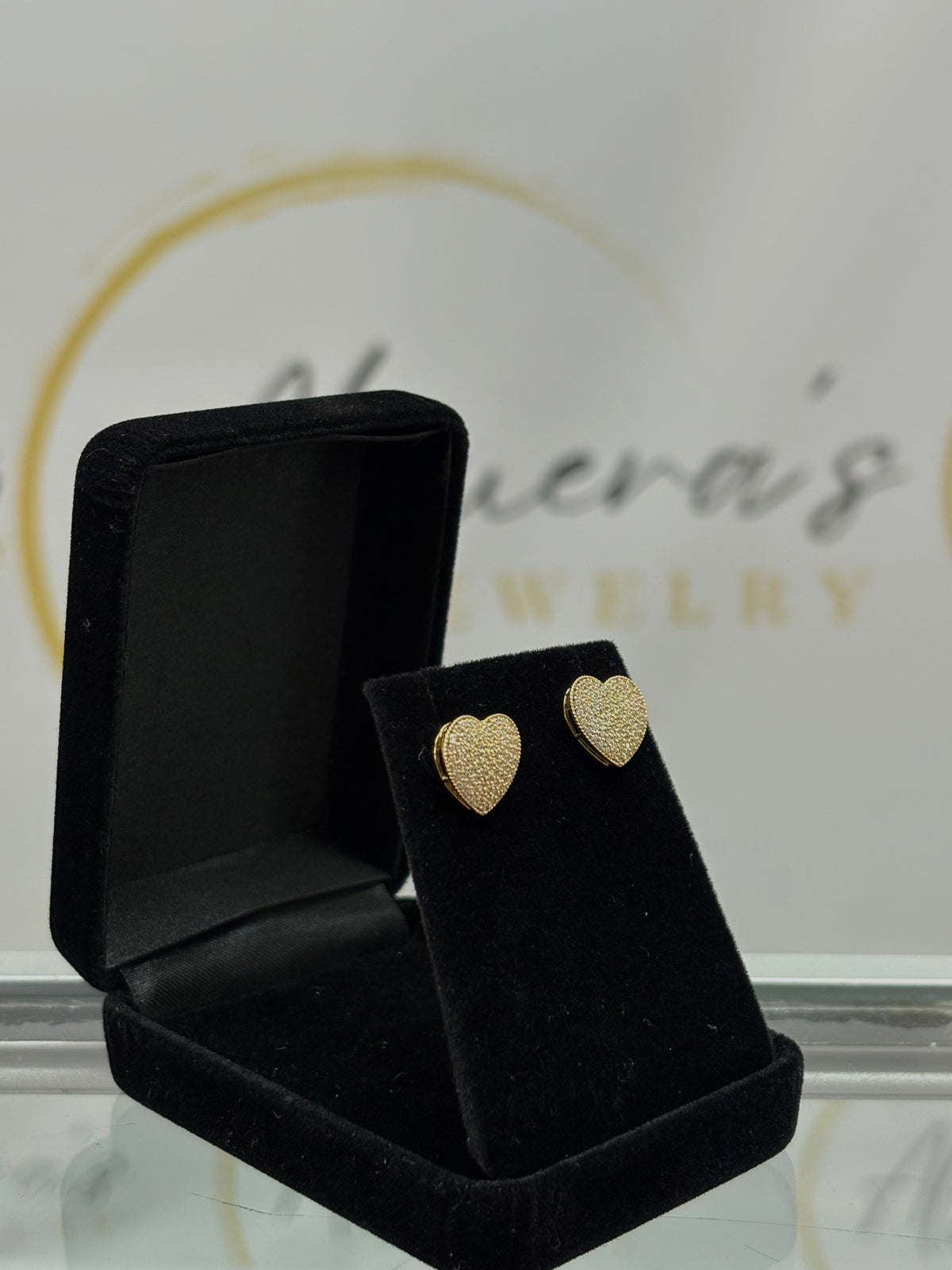 Pavé Heart Stud Earrings